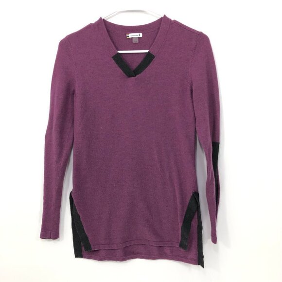 Smartwool Women's XS Shadow Pine Tunic Sweater‎ V- Neck Purple/Black Wool Blend - Picture 1 of 6